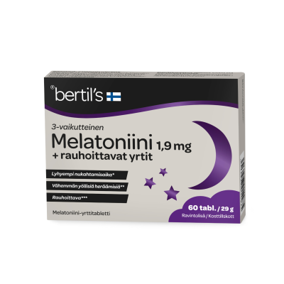 bertils Melatoniini 1,9 mg + rauh. yrtit 60 tabl