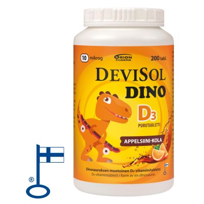 DEVISOL DINO APPELSIINI-KOLA 10 MIKROG PURUTABL 200 KPL