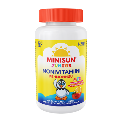 Minisun Monivitamiini Pehmopingu Marja-Hedelmä-Mix 120 kpl