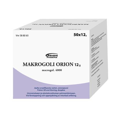 MAKROGOLI ORION jauhe oraaliliuosta varten, annospussi 12 g 50 x 12 g