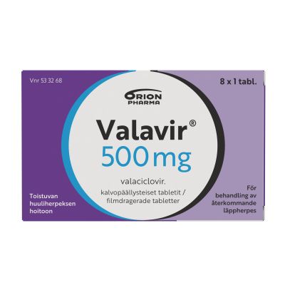 VALAVIR tabletti, kalvopäällysteinen 500 mg 8 fol